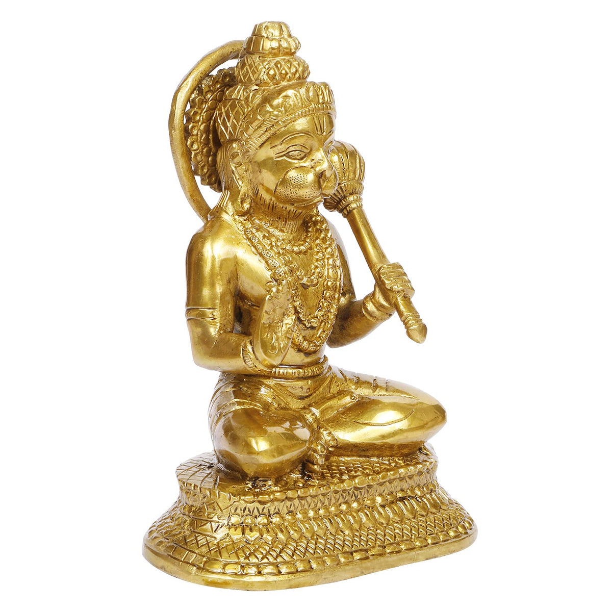 ARTVARKO Brass Lord Hanuman Murti for Home Puja Blessing Posture Idol Bajrangbali with Gada Statue for Pooja Gift Living Room Mandir Height 7 Inches
