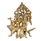 ARTVARKO Brass Radha Krishna Sitting on Couch Kalpvriksha Tree Love Couple Showpiece Idol for Home Décor Living Room Pooja Mandir Gift Item 24 cm