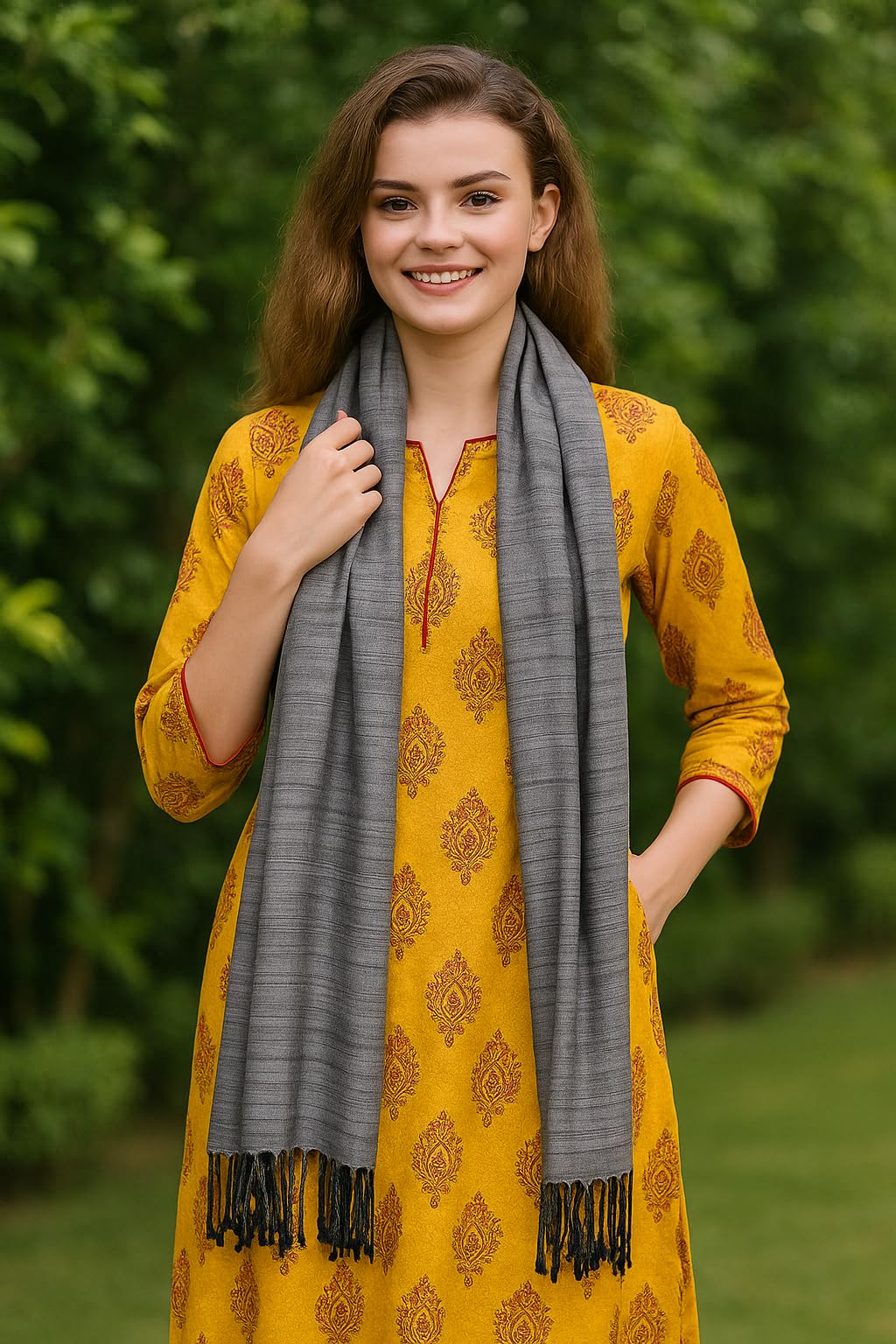 FWC Fill With Colours Female Stole/Scarf For Girl/Ladies Colour- Grey Soft Viscose Cotton Blend Ethnic Pattern Solid Scarves Pack Of 1 ST-32