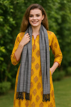 FWC Fill With Colours Female Stole/Scarf For Girl/Ladies Colour- Grey Soft Viscose Cotton Blend Ethnic Pattern Solid Scarves Pack Of 1 ST-32
