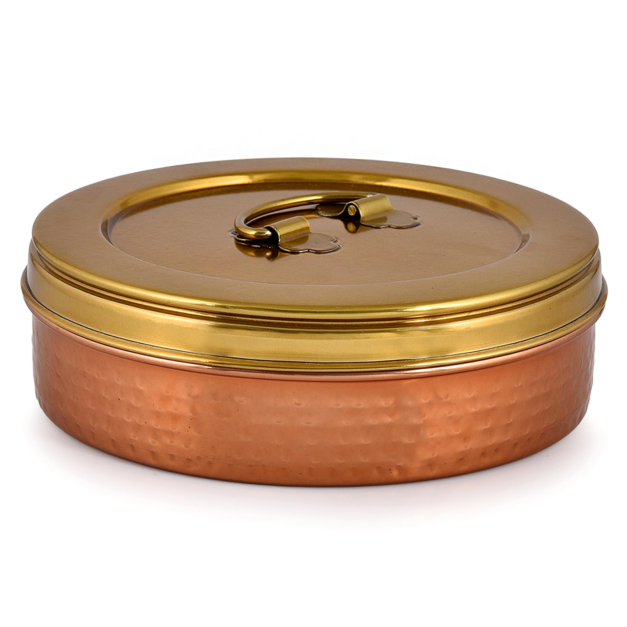 Elan Dabbahs and Days Stainless Steel Casserole for Roti, Papad, Chapati | 8.5 Inch Box for Kitchen | Chapati Box | Hot Pot Roti Box for Fresh & Warm Rotis (Copper and Antique Gold Finish)