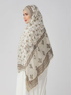 ANAApparels ANA Zara Beige Floral Dupatta | 90 x 44 Inches – Premium Mulmul Cotton | Lace Border | Lightweight, Soft & Breathable