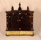 Wood To Cart Beautiful Wooden & Brass Temple/Pooja Mandir for Home and Office/Wall Mounted Temple/Puja Stand(Black Brass - 18x9x22 inches)