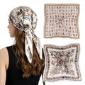 SANNIDHI 2 Pcs Satin Bandana Scarf for Women, Floral Print, 27.5x27.5 Inch