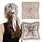 SANNIDHI 2 Pcs Satin Bandana Scarf for Women, Floral Print, 27.5x27.5 Inch
