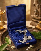 Fish Shape Diya Set, Silver, Metal, 12 cm Height, Traditional Oil Lamp for Puja and Home Decor, Set of 2