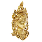 ARTVARKO Brass Tara Face Tibetan Buddha Idol/Deity Mask Wall Hanging Showpiece (11 Inches Height,)