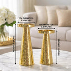 CentraLit Set of 2 Candle Stand for Home Decor | Modern Hammered Candle Holder Stand with Brass Gold Finish | Diwali Home Decor Candle Stand for Living Room, Altar & Christmas Decoration