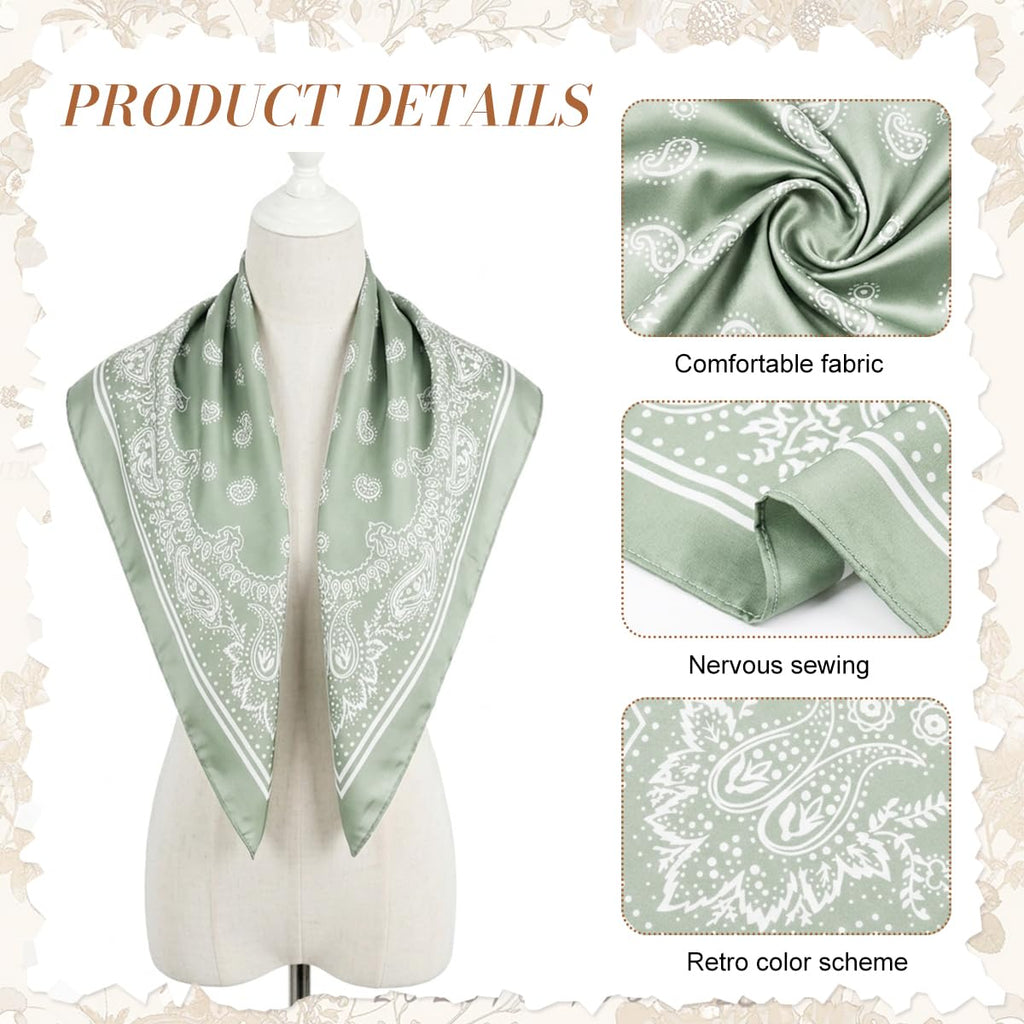 SANNIDHI 3 Pcs Satin Bandanas for Women, Stylish Head Scarf, 70x70cm