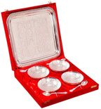 R Ayurveda Copper™ Silver Plated Brass Bowl Set with Tray - Pack of 9