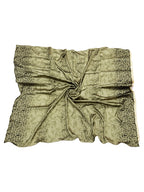 leeza store Women's Premium Silk Scarf – Olive Green 40X40 Square Stole | Tonal Vine Motif Design | Soft Lightweight Silk Neck Scarf, Head Scarf & Hijab Wrap