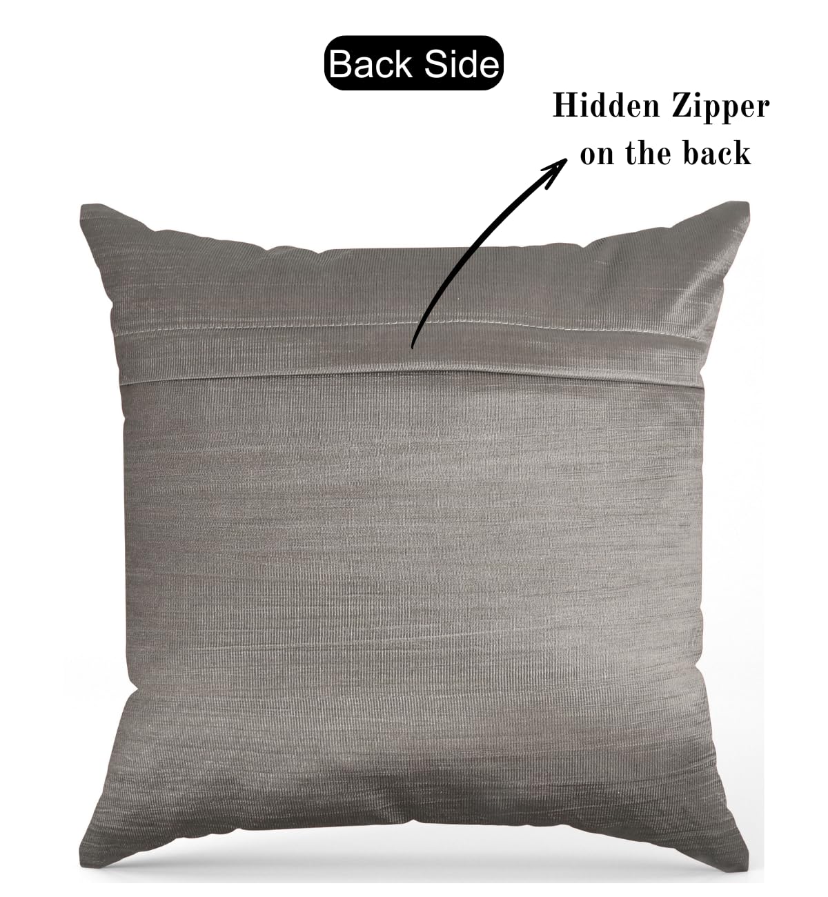 Stuffique Velvet Foil Cushion Covers 18 inch x 18 inch Set of 5, Grey