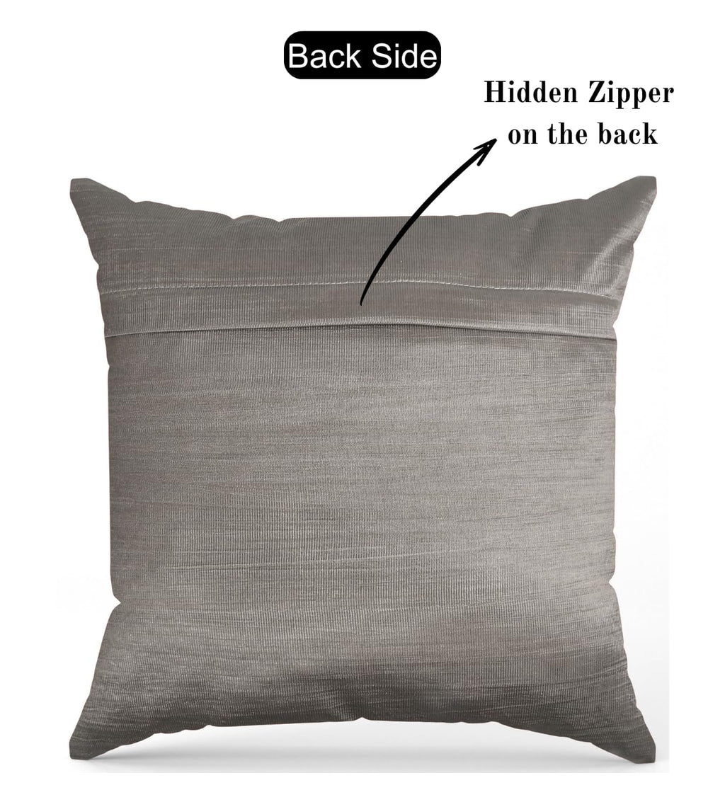 Stuffique Velvet Foil Cushion Covers 12 inch x 12 inch Set of 2, Grey