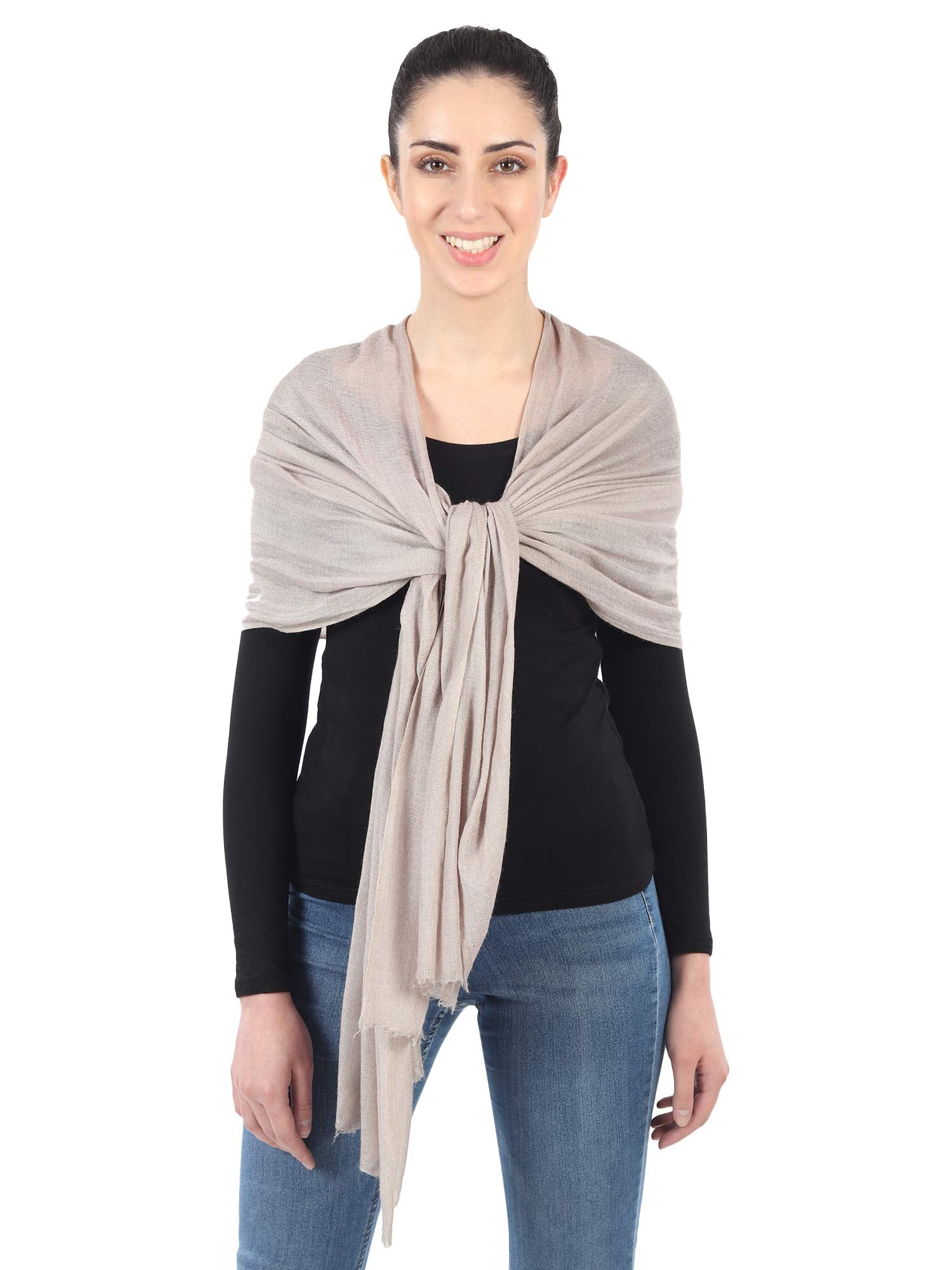 MUFFLY Fine Blended Ultra Soft & Warm Wool Silk Unisex Pashmina Shawl, Stole & Wrap with Hanger