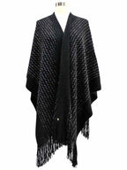 Black Metallic Knit Shawl Wrap