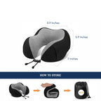Billebon Premium Neck Pillow Ultra Soft with Hoodie, for Airplane (Grey Hoodie Neck Pillow with Eye Mask)
