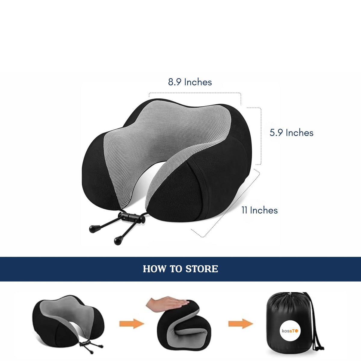 Billebon Premium Neck Pillow Ultra Soft with Hoodie, for Airplane (Grey Hoodie Neck Pillow with Eye Mask)