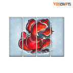 VIBECRAFTS Divine Ganesha 4 Pieces Canvas Wall Painting Fitted With Wooden Frame For Home | Office | Living Room | Gift(PTVC4Pcs1_13519)