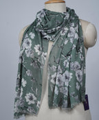 VIC Cotton Modal Digital Print Scarf for Women | Digital Print Designer Stole | Soft Lightweight Luxury Wrap | Premium Cotton Modal Blend | 55 x 170 cm | VIC-SM-DP5517 (Soft green floral)