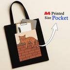 Kirmada Lazy Street Cat Tote Bag for Women Cute Cat Lover Cotton Tote with Zipper Black Eco Friendly Canvas Shoulder Bag Stylish College and Shopping Tote for Girls Durable Reusable Bag India