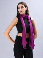 Women's Casual Solid 100% Viscose Fancy Soft & Skin-Friendly Wrap/Scarf/Stole Dupatta for women with Tasal Work Suitable for Every Season, Purple