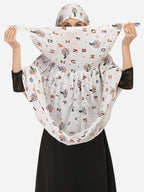 7 season's Cotton Long Scarf Cum Mask Universal Size Usable for vehicle Driver for sunlight UV protection White Printed Design For Girl & Women (ABCD - L)