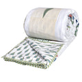 TOAIArt Premium Jaipuri Dohar | AC Blanket Summer Quilt | Hand Block Printed | 3 Layers | Reversible | 150GSM 100% Mulmul Cotton | 100% Cotton Flannel Filling | Queen 90 X 108 |Floral Panel Kafalo
