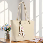 EXOTIC Celeste Structured Tote Bag with Laptop Compartment | Premium Minimal Design | Multi-Section Interior | Everyday Work & Travel Tote (Off White)