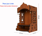AR ART Wooden Polished Temple Solid Finish Design Temple for Home & Office Puja Mandir for Home Wall Mounted (L-8.5, W-7.5, H-12 Inch) (Light Brown)