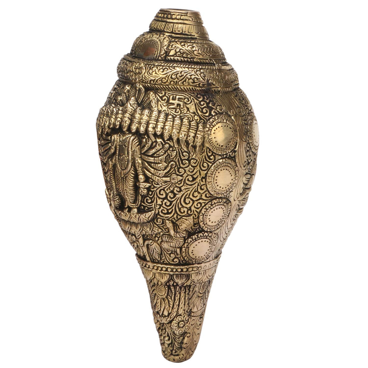 ARTVARKO Brass Elegant Vishnu Virat Shankh Wall Hanging Table Décor 10 Inches