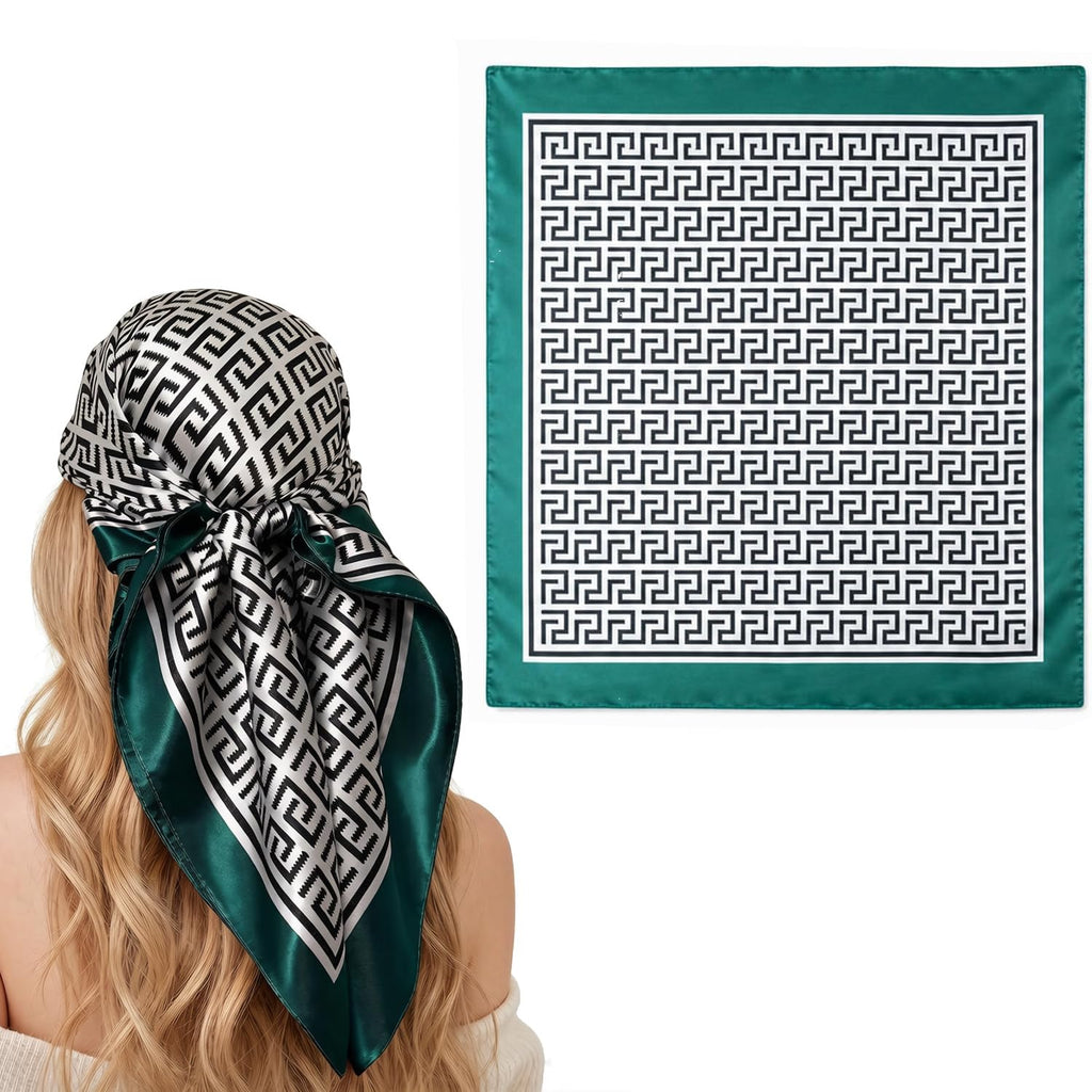Ahamo Silky Satin Scarf for Women 90 x 90 cm Lightweight Neck Hair Scarf Fashion Square Head Scarf Stylish Neckerchief for Suit Blazers Shirts Handbag Decoration Travel and Daily Wear