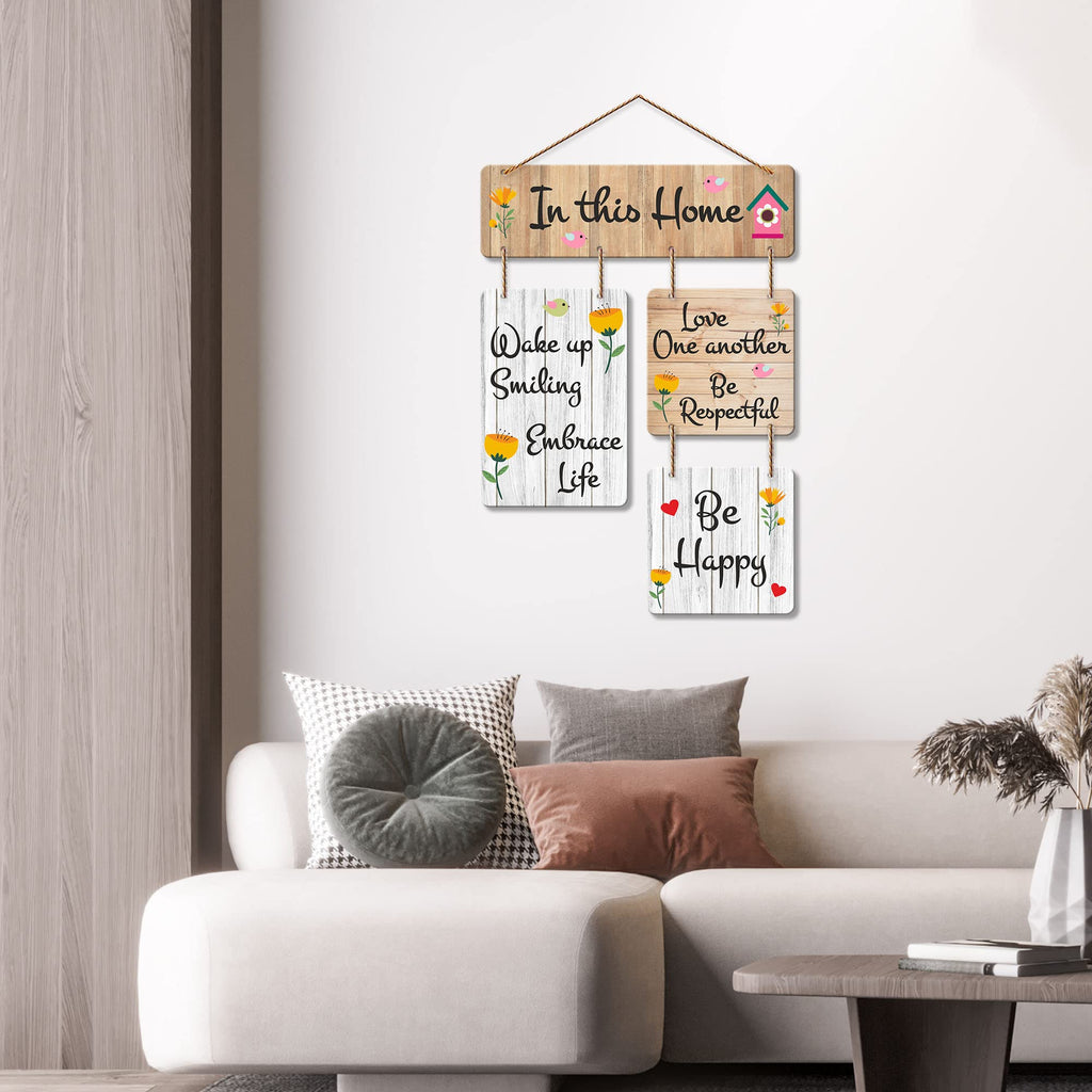 Artvibes In This Home Decorative Wall Art MDF Wooden Wall Hanger for Living Room | Quotes Decor Item | Home Quotes Wall Hanging | Modern Decor Items | Wall Poster | Unique Gift (WH_6508N)