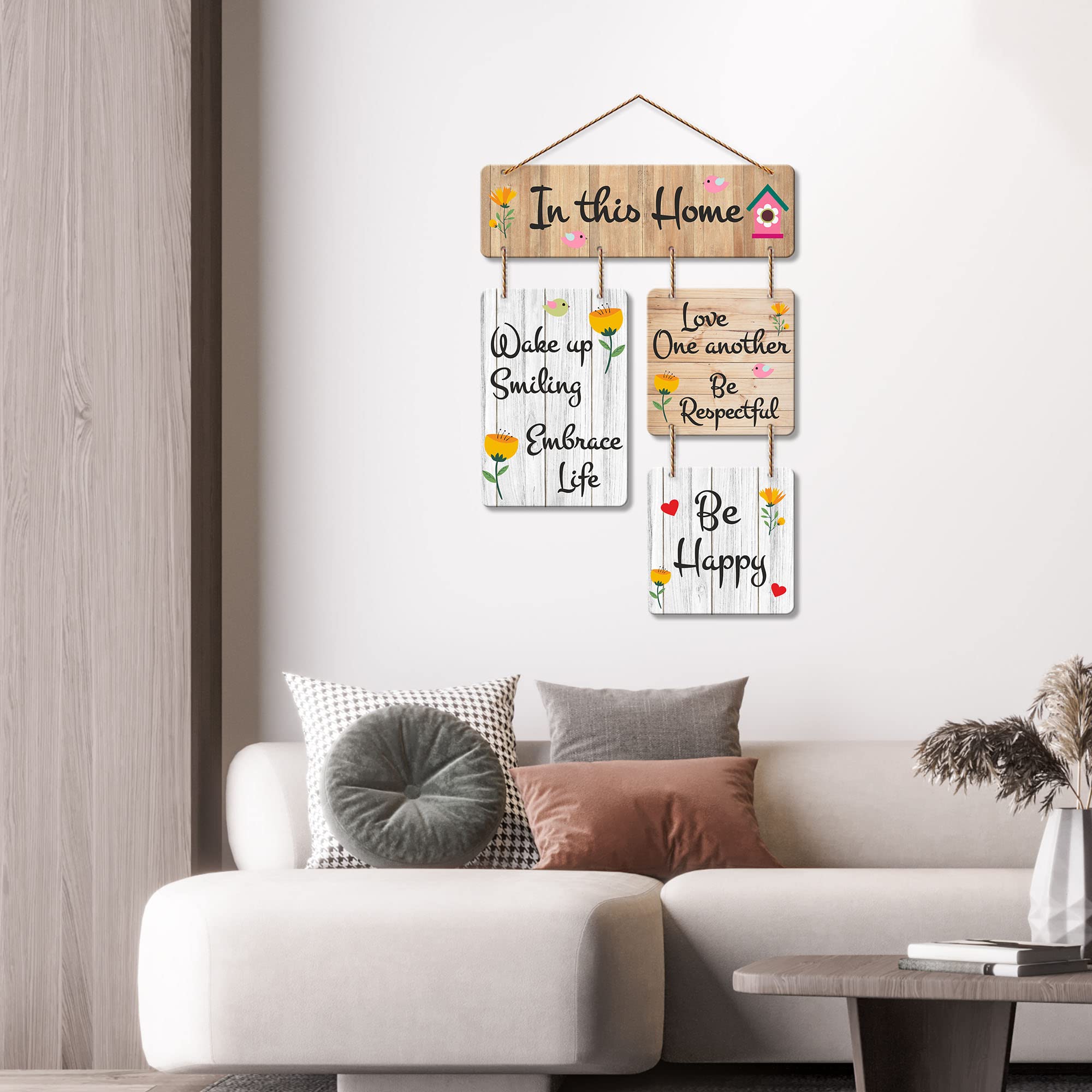 Artvibes In This Home Decorative Wall Art MDF Wooden Wall Hanger for Living Room | Quotes Decor Item | Home Quotes Wall Hanging | Modern Decor Items | Wall Poster | Unique Gift (WH_6508N)