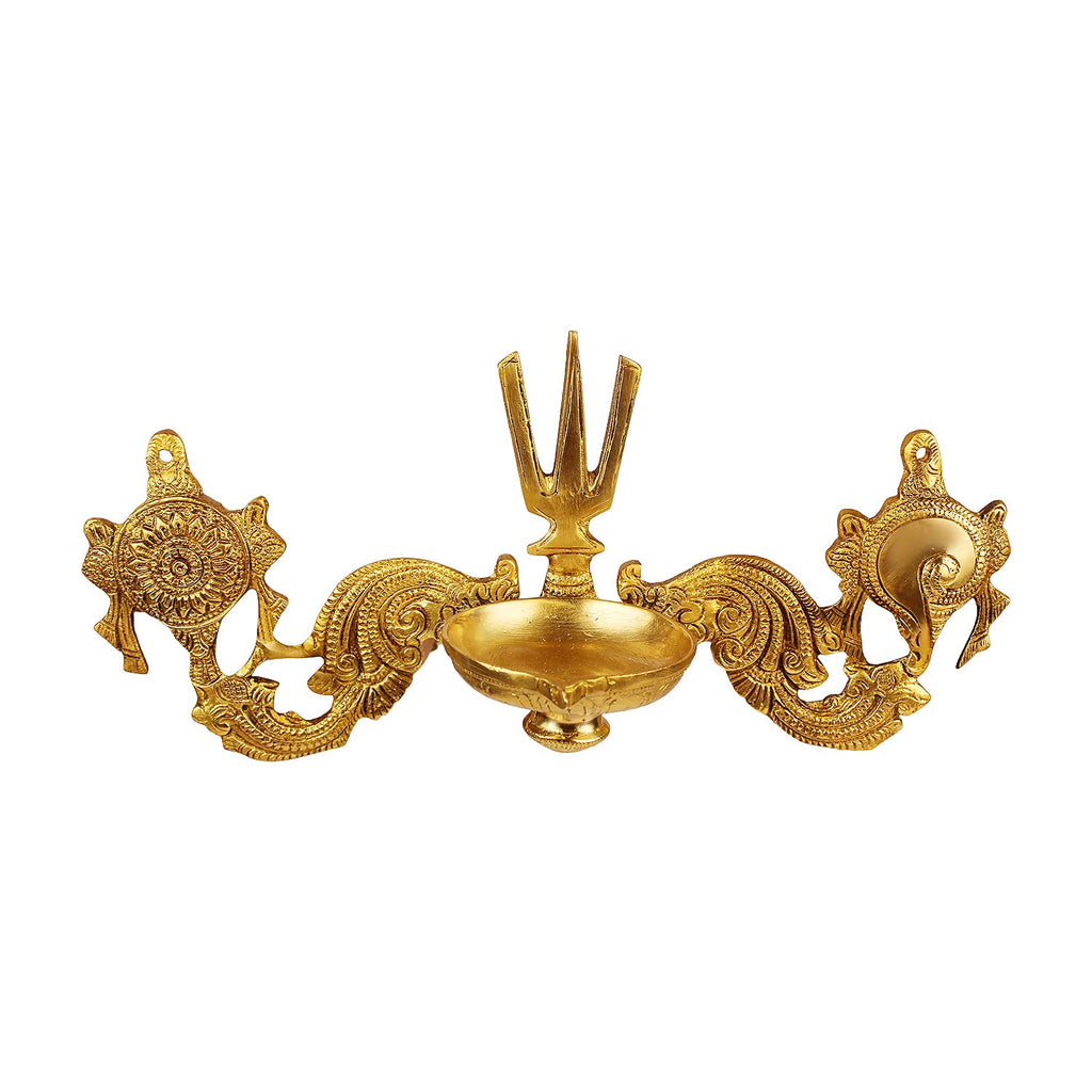 Artvarko Brass Shankh Chakra Namah Tilak Oil Diya Lamp wall Hanging Tirupati Balaji Padmanabha Swami Lord Vishnu Puja Vastu Home Decor