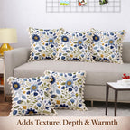 STITCHNEST 'Little Meadow Series' Tassled Cushion Cover | Set of 5 | Floral Cushion Cover 16 inch x 16 inch