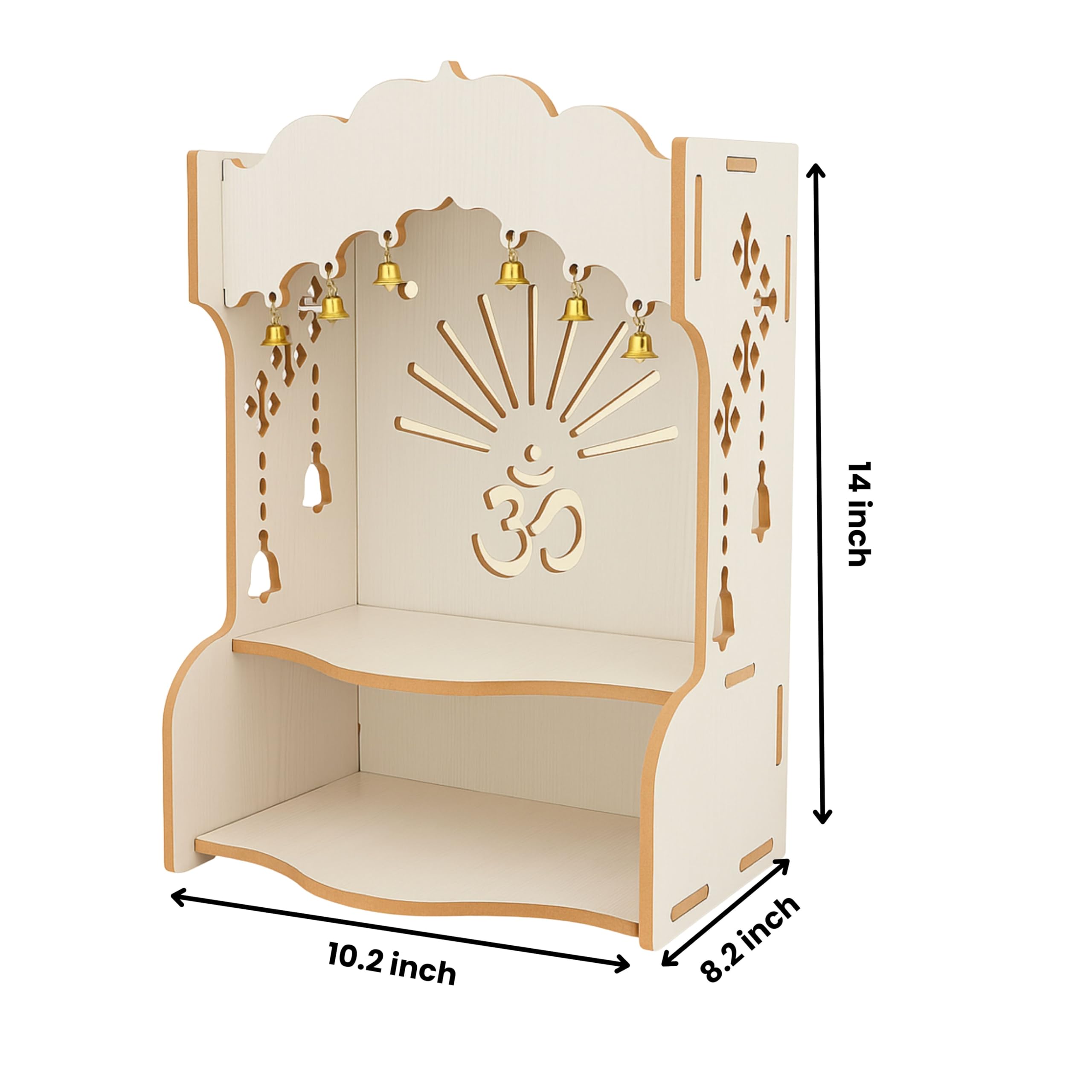 HOMEWEY DECOR Wooden Home Temple Handcrafted Support Heavy Idols Luxurious Finish Pooja Mandir for Home and Office Wall Mount for Room (Design3)