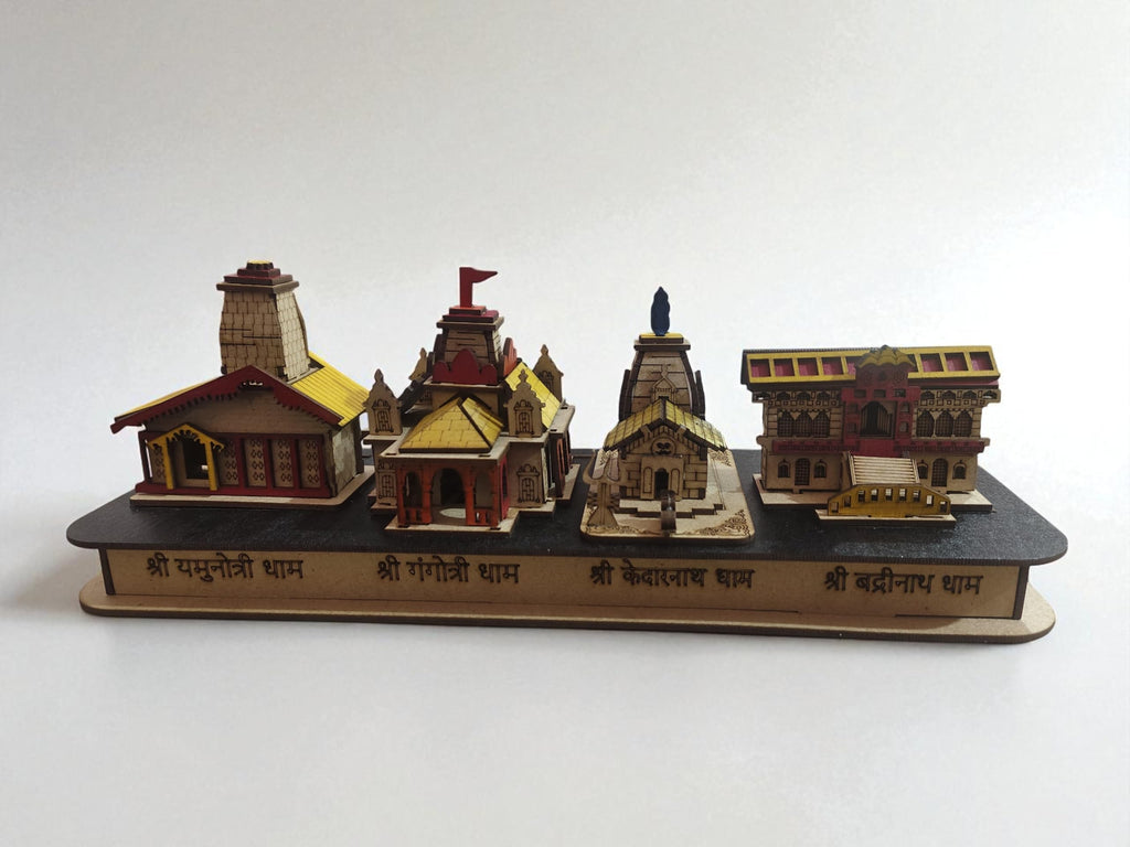 ANI DIVINE 4 Dham Temple in 3D/ Multicolor, Decorative/Kedarnath, Badrinath, Gangotri, Yamunotri Home Office Temple Gift Item Sawan Shivratri