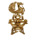Artvarko Brass Peacock Diya Table Oil Lamp Traditional Handmade Lamp for Temples Puja Festival Gifts & Home Decor (Golden) Height: 12 Inch,