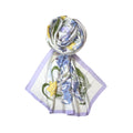 FAHABO Silk Scarf for Women – Soft, Lightweight Silk-Blend Hijab & Stole | Elegant Neck/Head Wrap Shawl | 73 x 35 Inches (Pastel Purple Border)