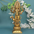 ARTVARKO Brass Bhairo Baba Murti Idol Sculpture Kaal Bhairav with Dog Mahakaal Figurine for Home Puja Temple Golden 11.5 Inch Gold
