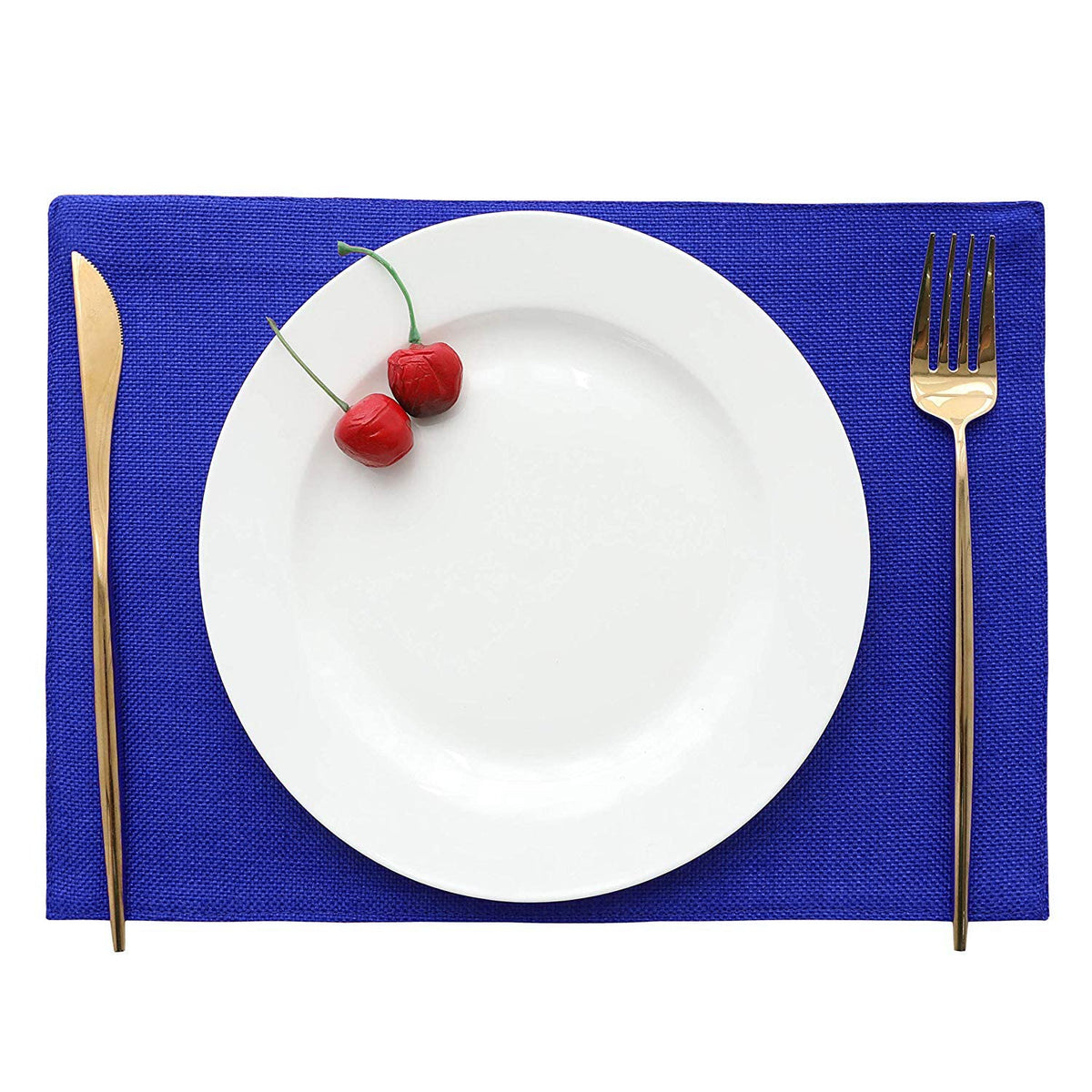 Khooti Jute Tablemats/Placemats Heat Resistant Set of 1 Piece + 1 Coaster, Table Mats for Dining Table, Kitchen, Coffee Table, Wedding Party | 12 x 18 inches / 30 cm x 45 cm | Royal Blue Kafalo