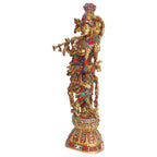ARTVARKO Lord Murli Manohar Krishna Krishan Statue with Brass Inlay Handwork Murti Gift & Home Décor Big Size- Height 29 Inches