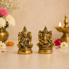 KridayKraft Metal Laxmi Ganesh Idol Decorative Murti Metal laxmi Ganesha Statue for Pooja & Decor Your Home, Office, Decorative Showpiece Figurines