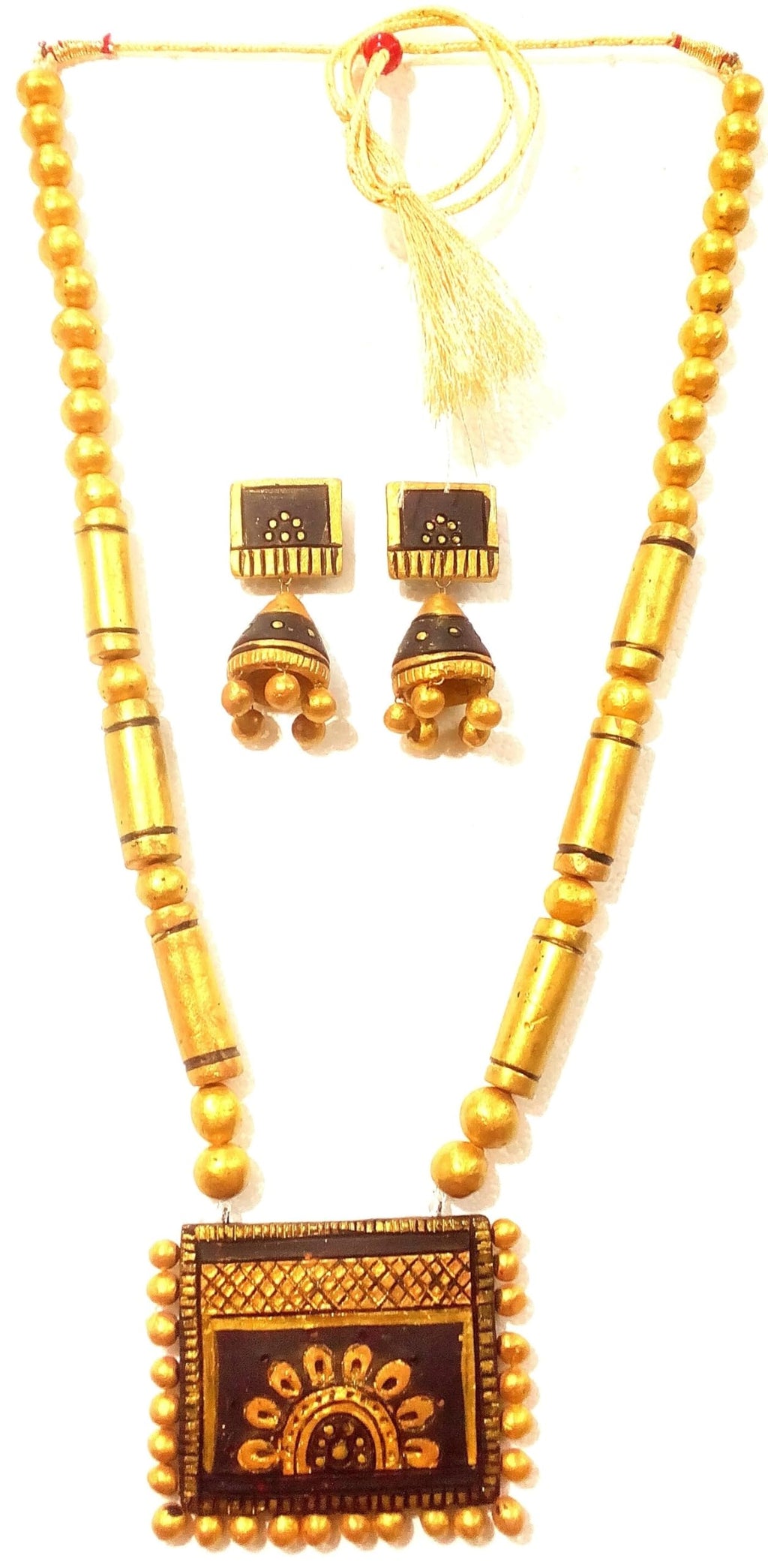 KARRU KRAFFT Handpainted Terracotta Necklace Set for Women | Handmade Ethnic Jewelry | Lightweight Designer Jewellery