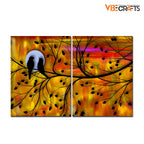VIBECRAFTS Beautiful Bird Couple On Tree 2 Pieces Canvas Wall Painting Fitted With Wooden Frame For Home | Office | Living Room | Gifts(PTVC2Pcs1_17503)