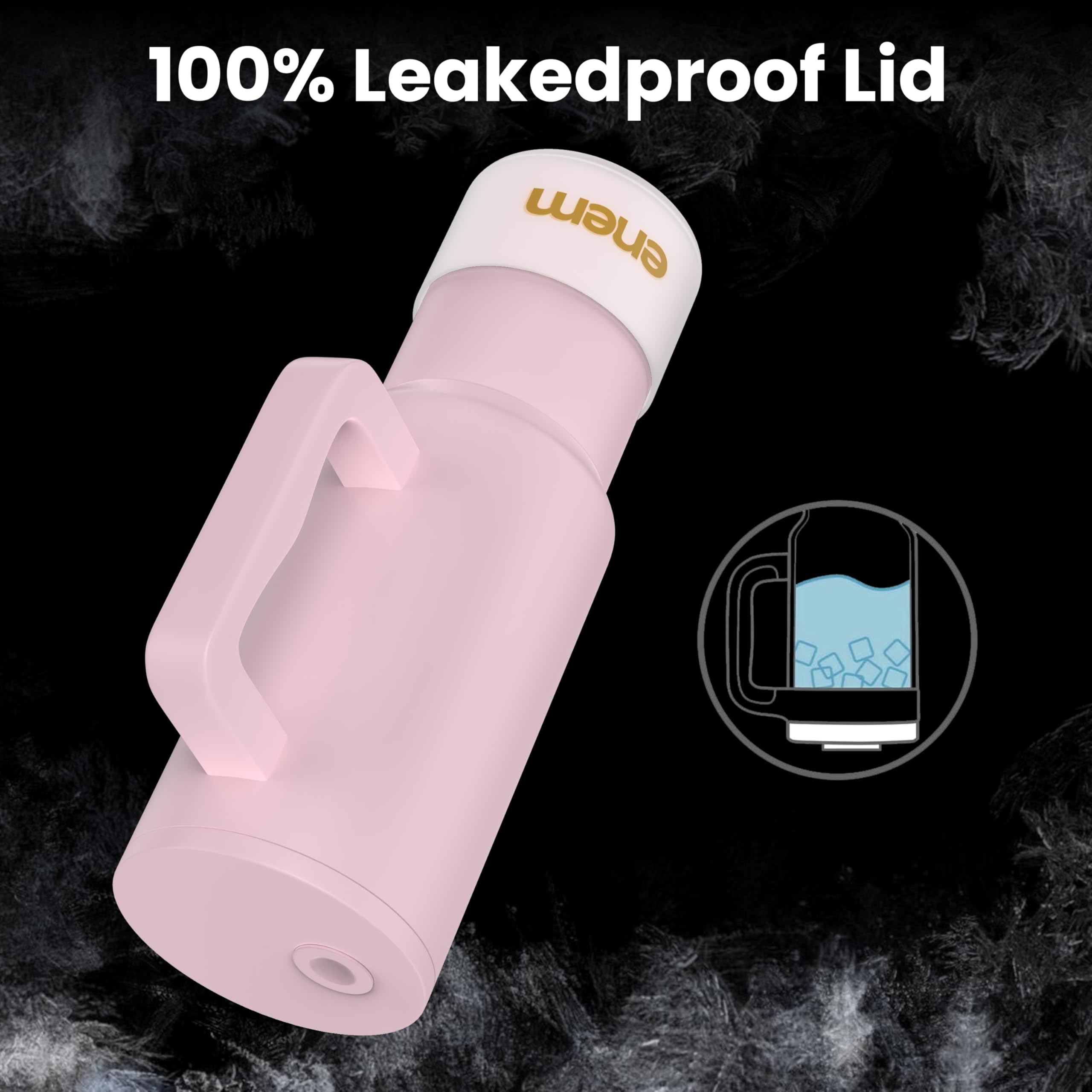 enem Tumbler, Rose Whisper, Tumbler with Metal Straw, Sipper, with Lid Leak Proof, 1 Metal Ice Cube, 1 Copper Spring (Tamba), Base Protector, Mug Travel, 1.2L