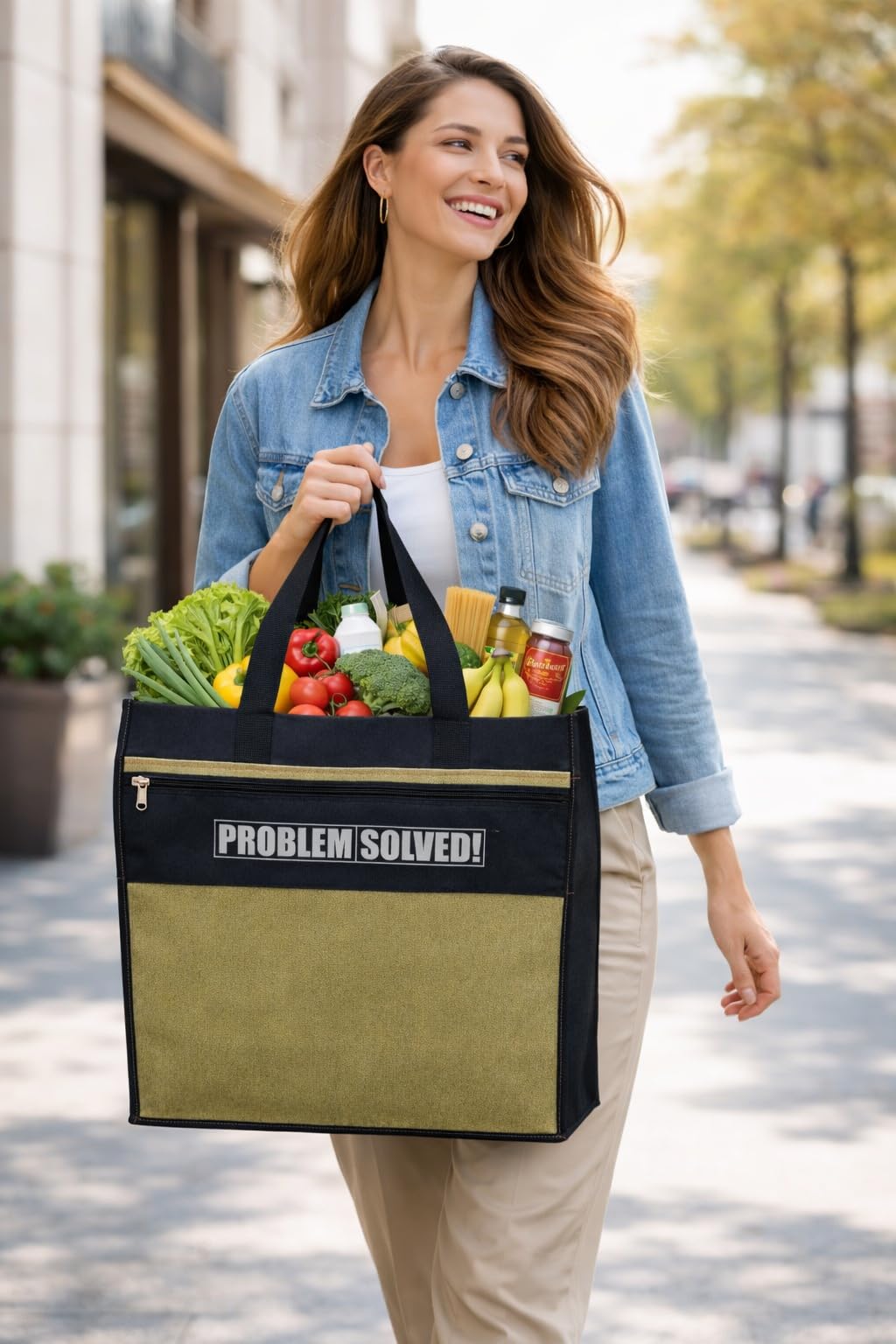 Canvas Shopping Bag Big Heavy Duty Large Eco Cotton Cloth Grocery Shopping Bag for Men Ladies Vegetable Milk Fruits with Hand Carry Handle Lunch Box Jhola Tote Bags Large Size 52x43x23