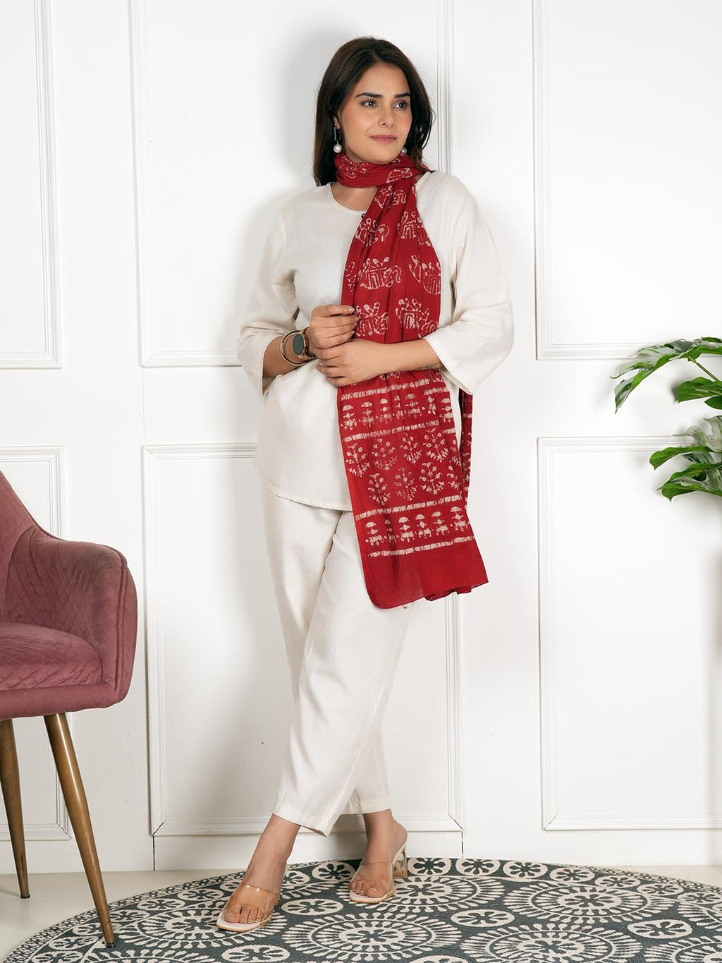 STYLE SHOES Women's Cotton Stole Tye&Dye Dupatta(ST-54LEAF)