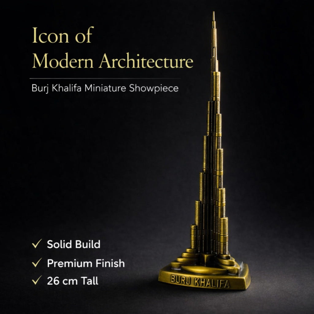 Burj Khalifa Miniature Showpiece, Premium Metallic Finish, 26 cm Architectural Model, Decorative Collectible for Home and Office