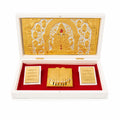 Dev Darbaar Shree Ganesh Charan Paduka Frame, 24K Gold Plated Ganesha Pocket Temple for Home & Office, Decorative Ganesh Gift Box for Pooja, Diwali, Housewarming & Spiritual Decor